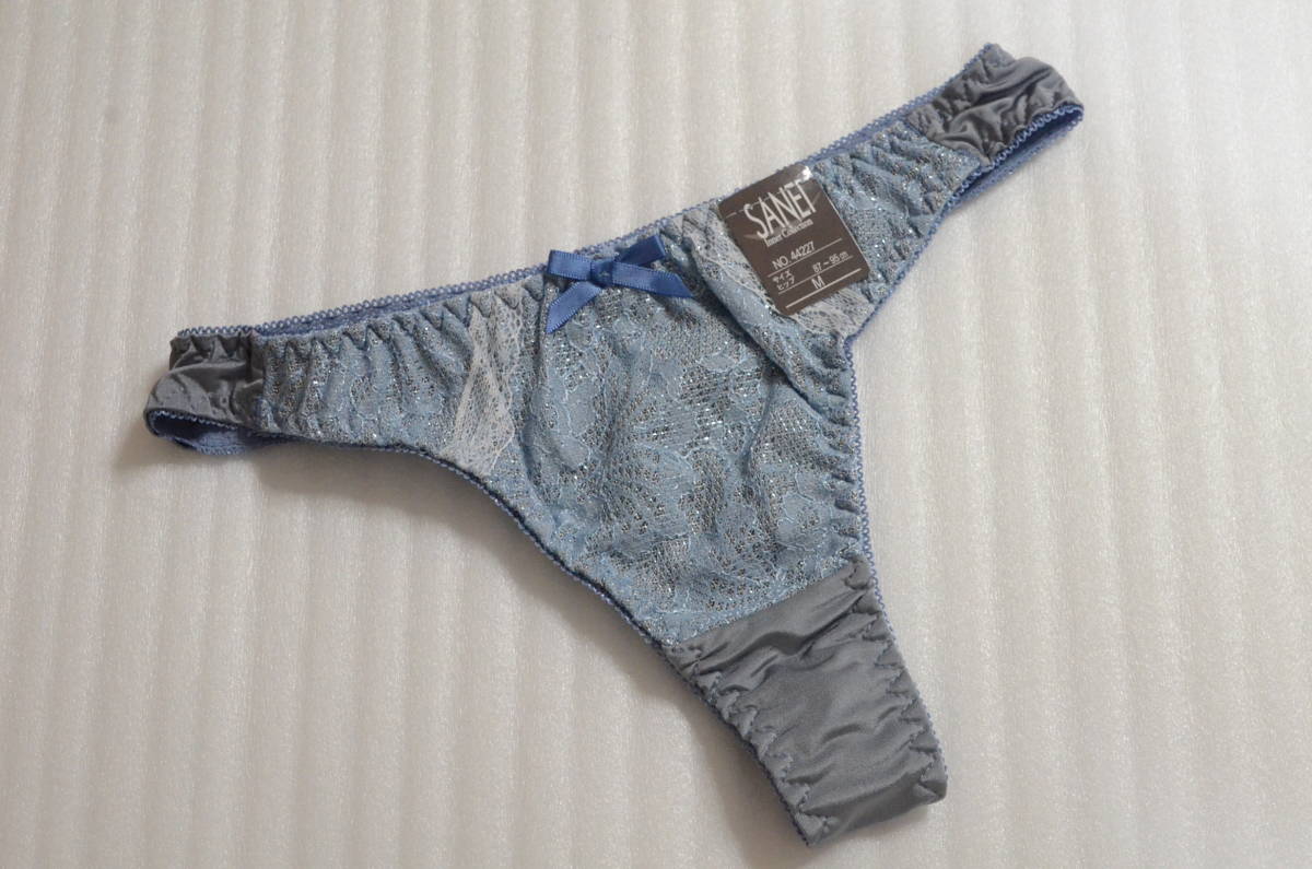 『送料無料』★レディース★Tバックショーツ★キラキラ★レース★ふじ色★青系★Mサイズ★拍卖