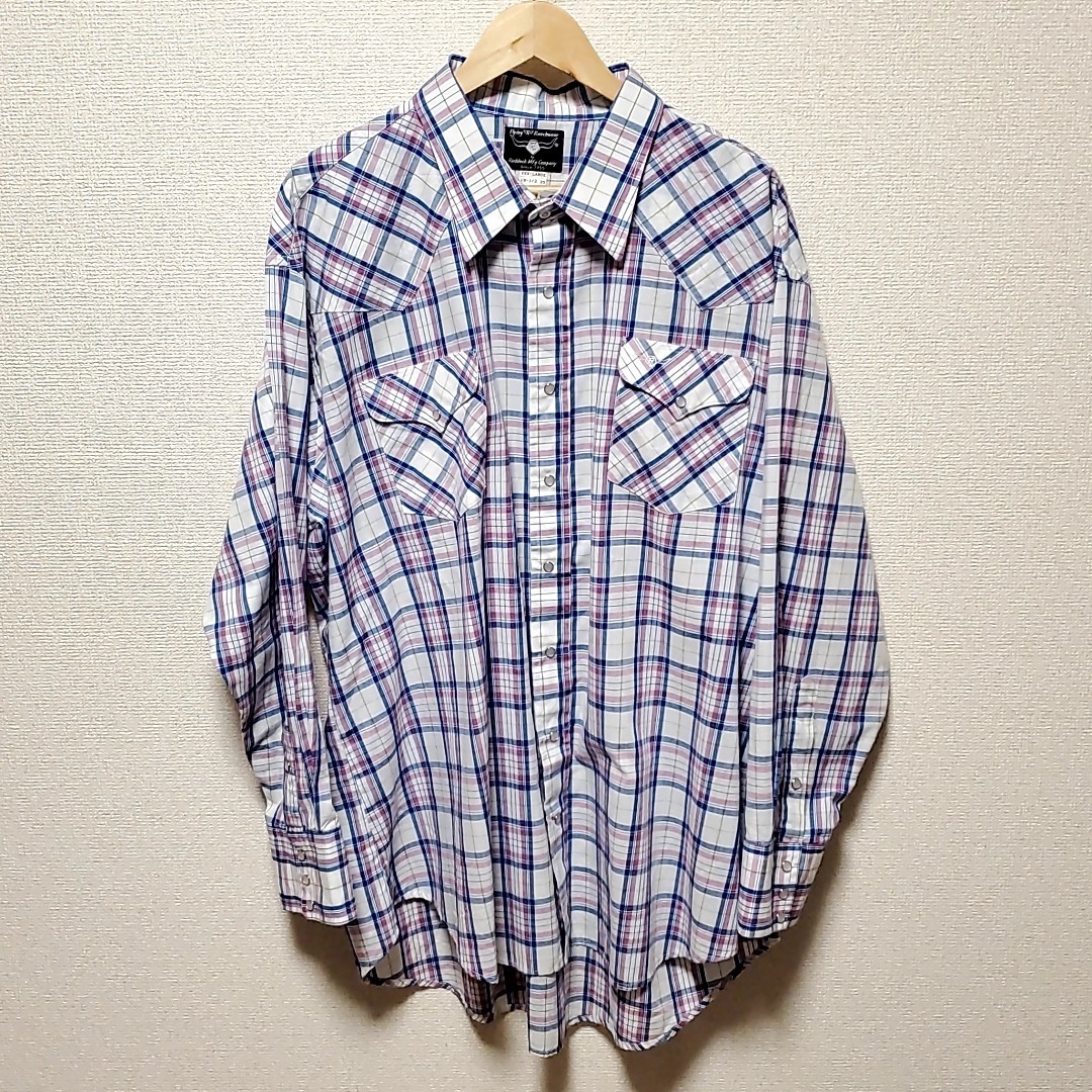 B70◆USA製 Flying Ranchwear by Ruddock Mfg Company 長袖 ウエスタンシャツ sizeXXXL 中古 USED 古着 ビッグサイズ オーバーサイズ拍卖