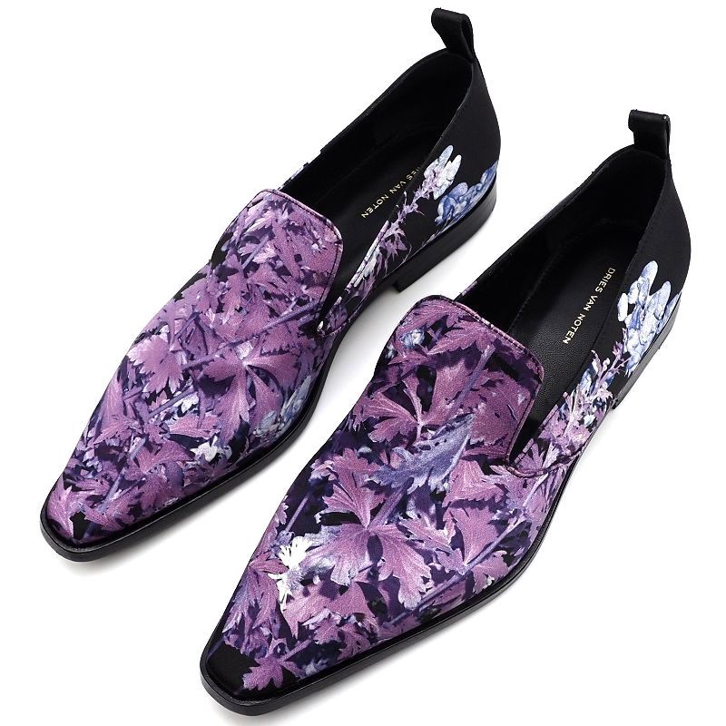 L04180 新品 DRIES VAN NOTEN/ローファー スリッポン【サイズ:35】ブラック/パープル 定価80300円 ドリスヴァンノッテン レディース拍卖