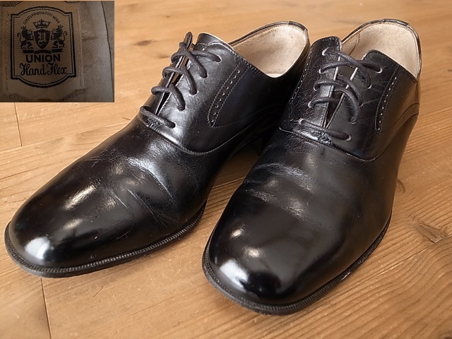 日本製 UNION Hand Flex 革靴 プレイントゥ レザーシューズ 黒 サイズ 24EEE 約24.5㎝拍卖