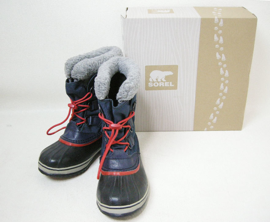 ■SOREL【ソレル】ネイビー スノーブーツ 24cm YOUTH ENFANRS NY1879-464 箱付■拍卖