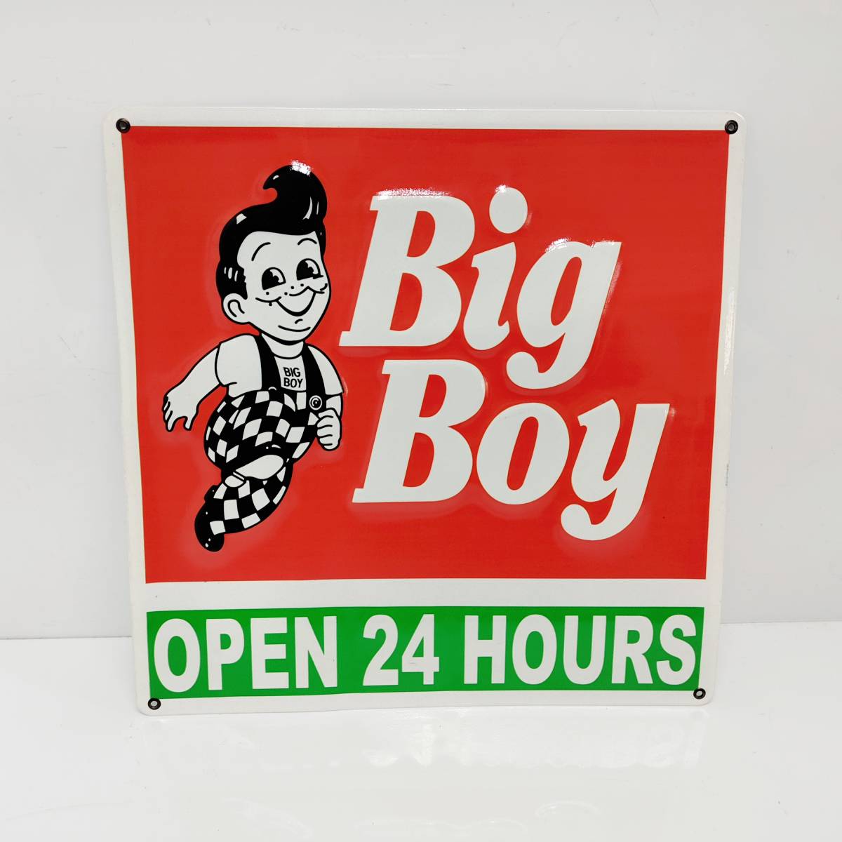 ●ビッグボーイ ブリキ看板 BigBoy スクエア型 アメリカン雑貨 OPEN 24 HOURS レトロ M1350拍卖