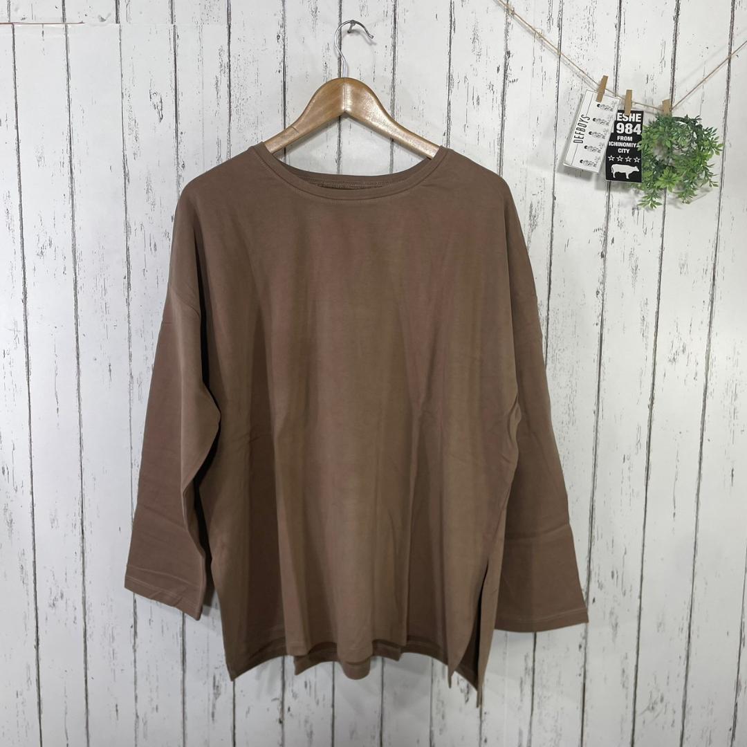 新品5L-6L 70丈 大きいサイズ ソフトタッチコットンプルオーバー ブラウン拍卖