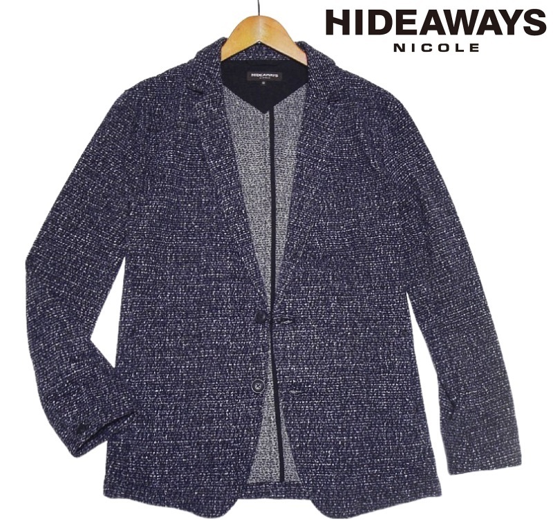 新品! ハイダウェイ ニコル ラッセル ジャガード カット ジャケット ネイビー 50 (LL) ☆ HIDEAWAYS NICOLE ストレッチ テーラード 紺 XL拍卖