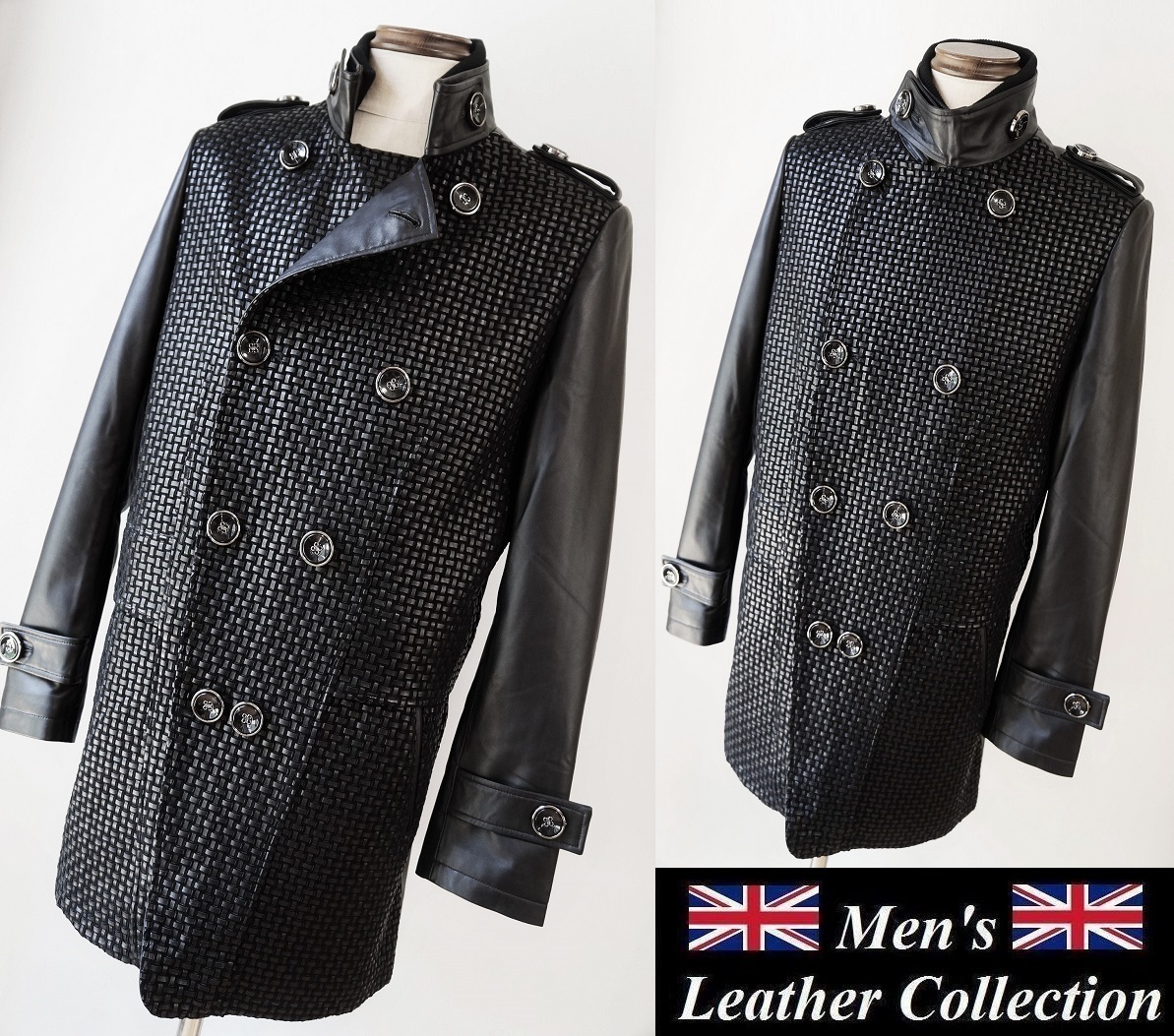 英国の香りが漂う☆精悍さに加え!洗練された編み込みベビーラム羊革レザーピーコート本革トレンチコート メンズ 毛皮コート ファーコート拍卖