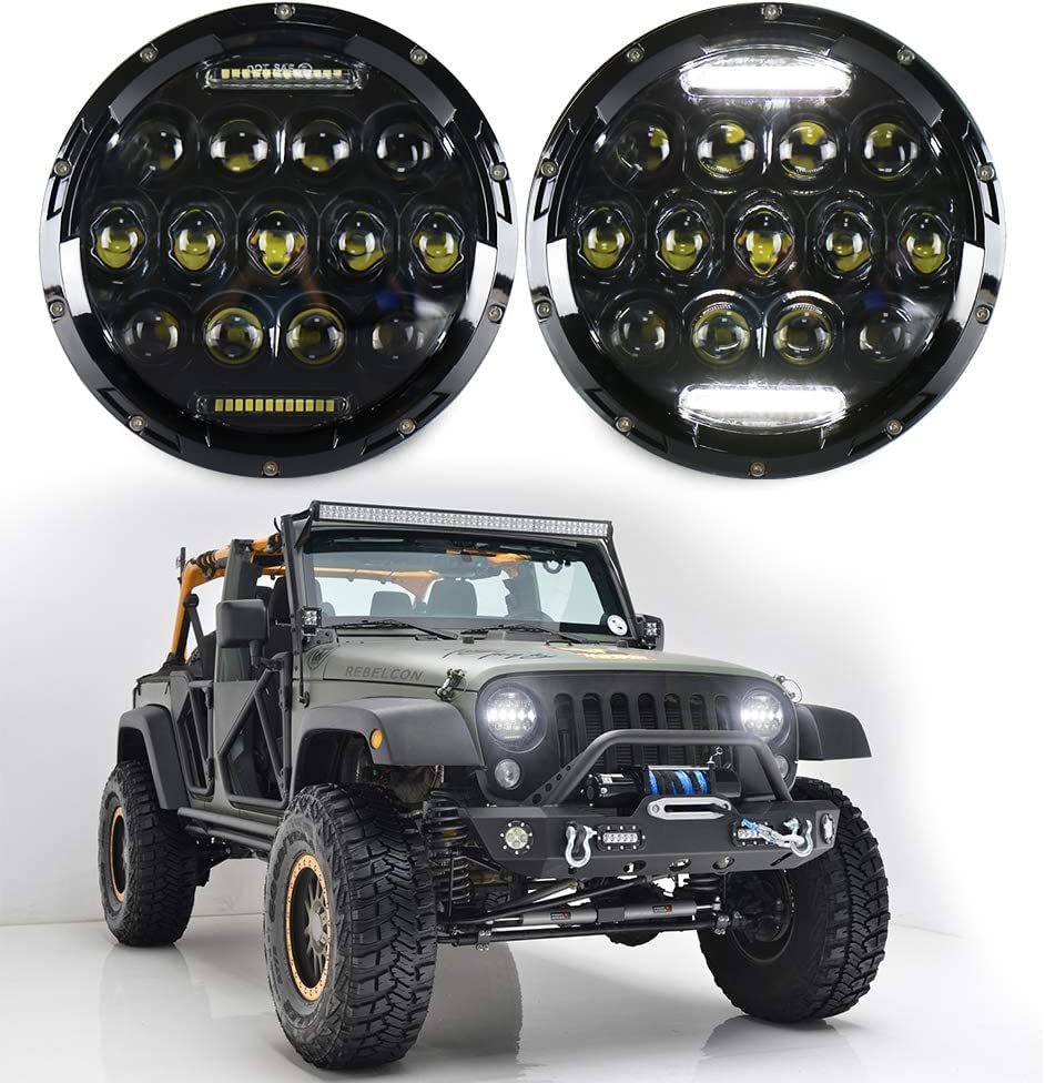 2個セット 7インチ ヘッドライト LED ジープラングラー ヘッドライト Hi・Lo切り替え ディライト付き JK TJジープ ラングラー ジムニー拍卖