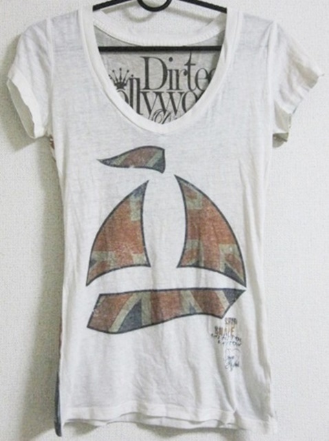Sサイズ Dirtee Hollywood 半袖 Tシャツ 薄手 白×背面レンガ色拍卖