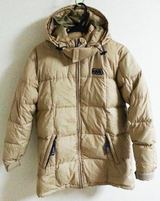 150㎝ FILA フィラ 長袖 ダウン ジャンバー フルジップ フード付き ベージュ拍卖