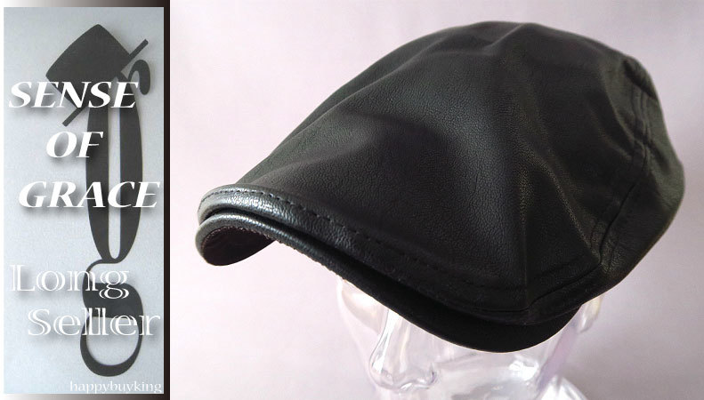 graceグレース★2025サイドベルトレザーハンチング【黒】新品 サイズ調節可能 男女兼用 手洗いOK センスオブグレース拍卖