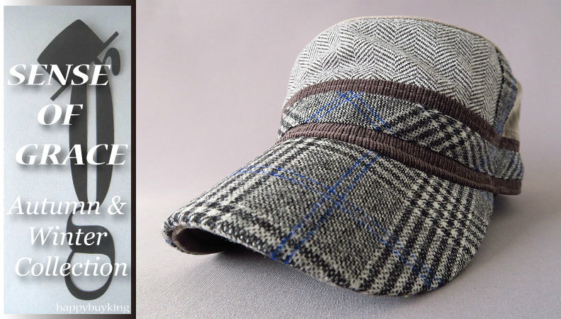 grace 大きいサイズ★ヘリンツイードワークキャップ【D.GR/XL】新品 サイズ調節可能 男女兼用 UV99%CUT ヘリンボーン チェック拍卖