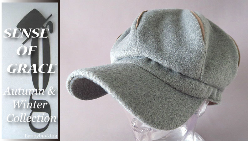 graceグレース★ベロアタッチエスカルゴキャスケット【GR】新品 定価¥4300 サイズ調節可能 男女兼用 UV99%CUT パイピング拍卖