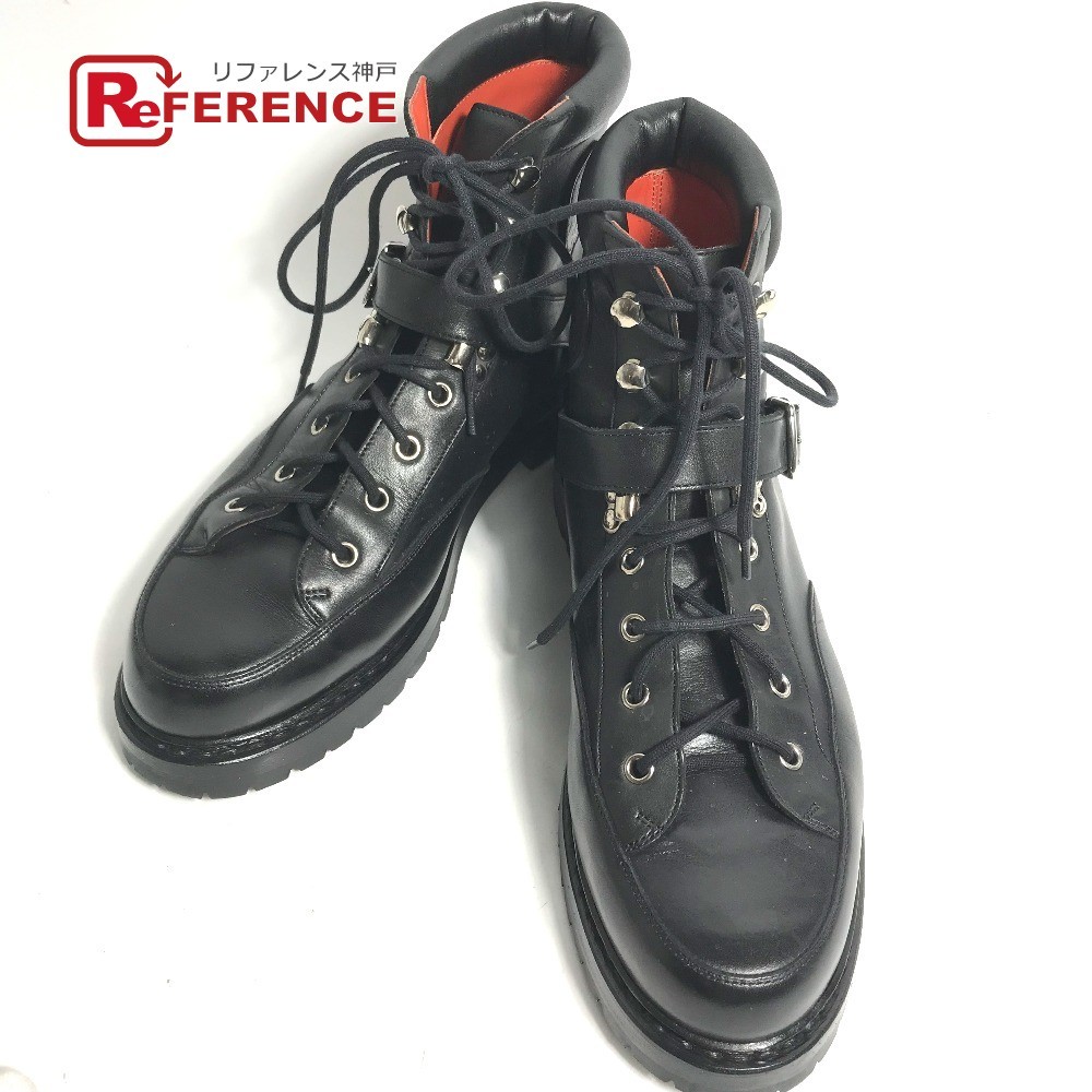 HERMES エルメス ハイカット Hロゴ 靴 紐 シューズ トレッキング ブーツ ブラック メンズ【中古】拍卖