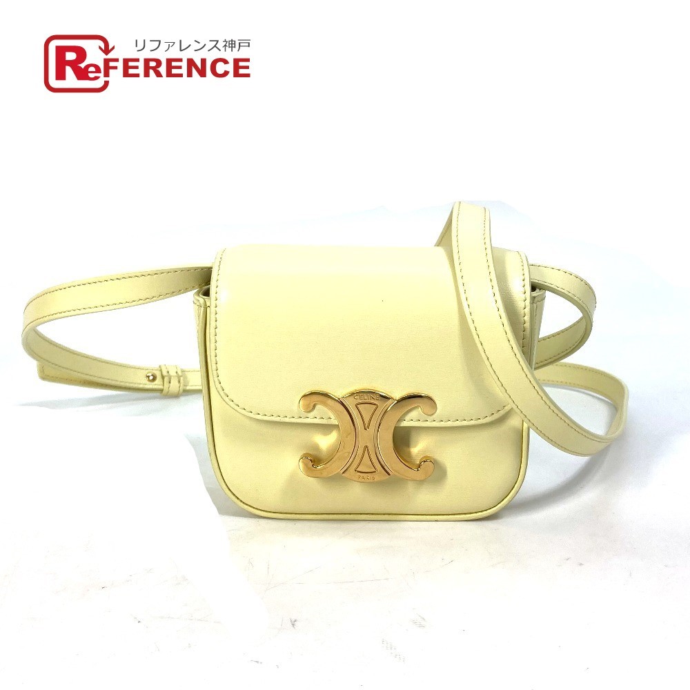 新品同様 CELINE セリーヌ 10I513DPV.11OY ミニトリオンフ マイクロバッグ 斜め掛け シャイニー ショルダーバッグ ソフトイエロー【中古】拍卖