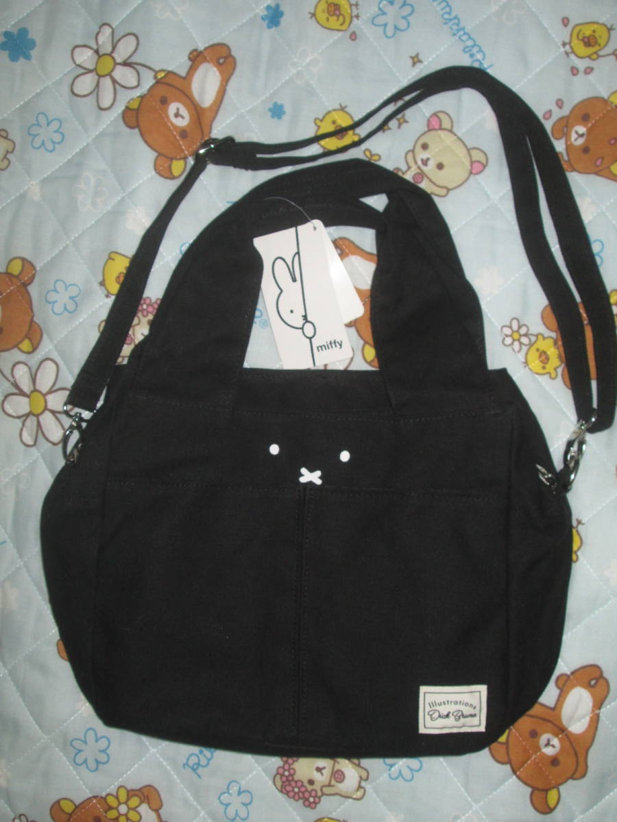 〇。゜〇新品♪ミッフィー フェイス 2WAY ショルダートート 黒 26×21×15cm 〇゜。〇拍卖