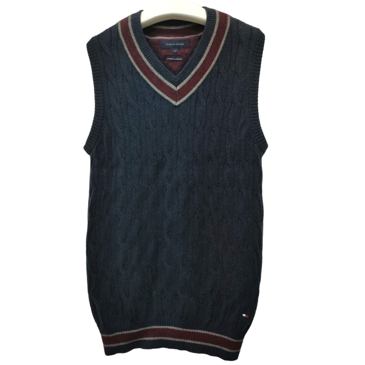 TOMMY HILFIGER / トミー ヒルフィガー メンズ ニットベスト ノースリーブ セーター Sサイズ ロング丈 I-3246拍卖