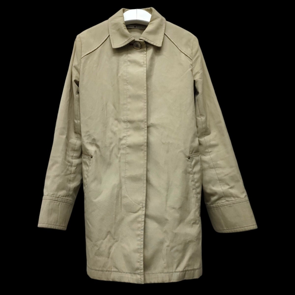TOMMY HILFIGER /トミーヒルフィガー レディース ハーフトレンチコート チュニック丈 ベージュ 2サイズ 日本製 I-3302拍卖