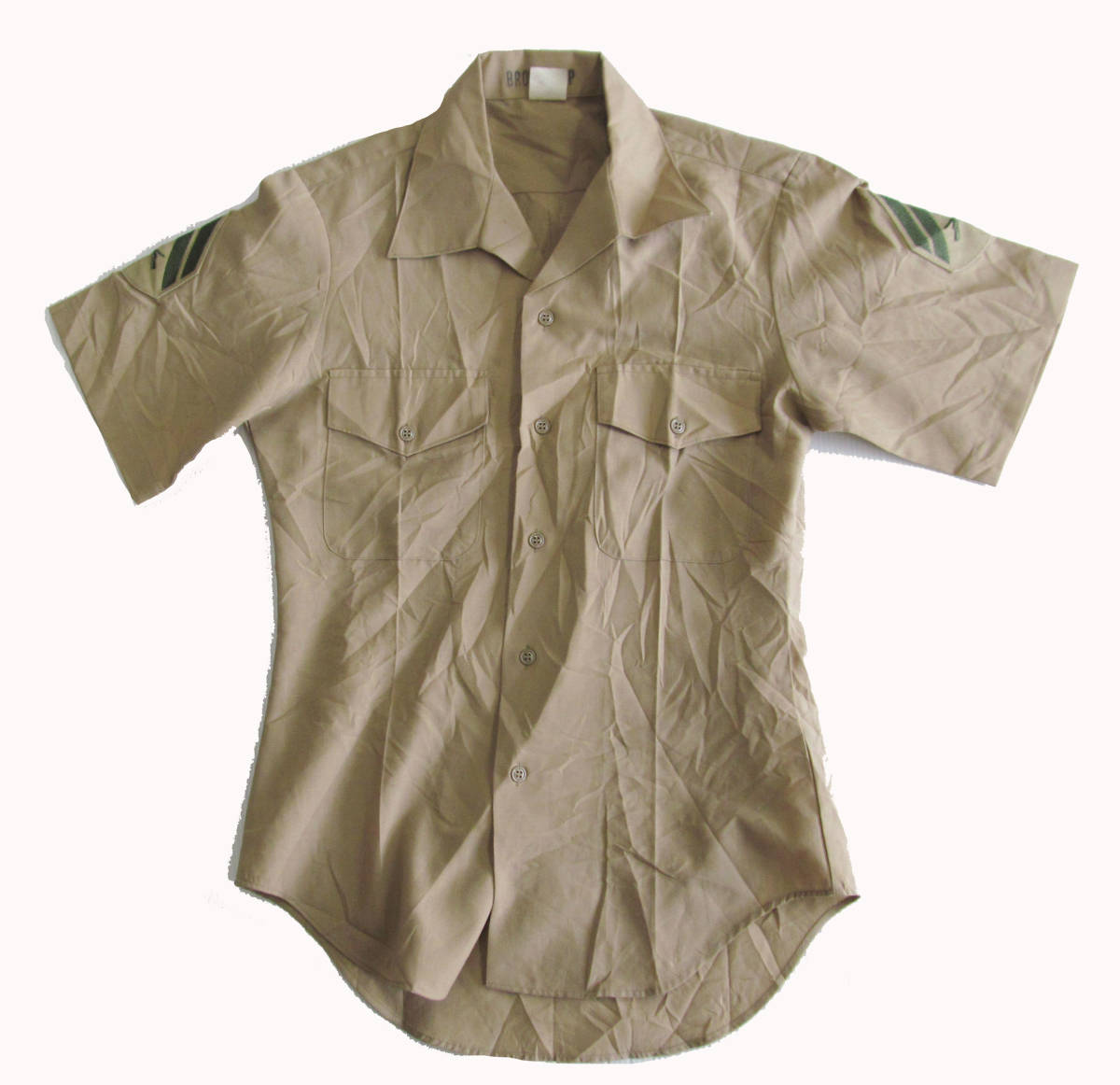米軍実物 88年 開襟 半袖 ミリタリーシャツ 15 E94拍卖