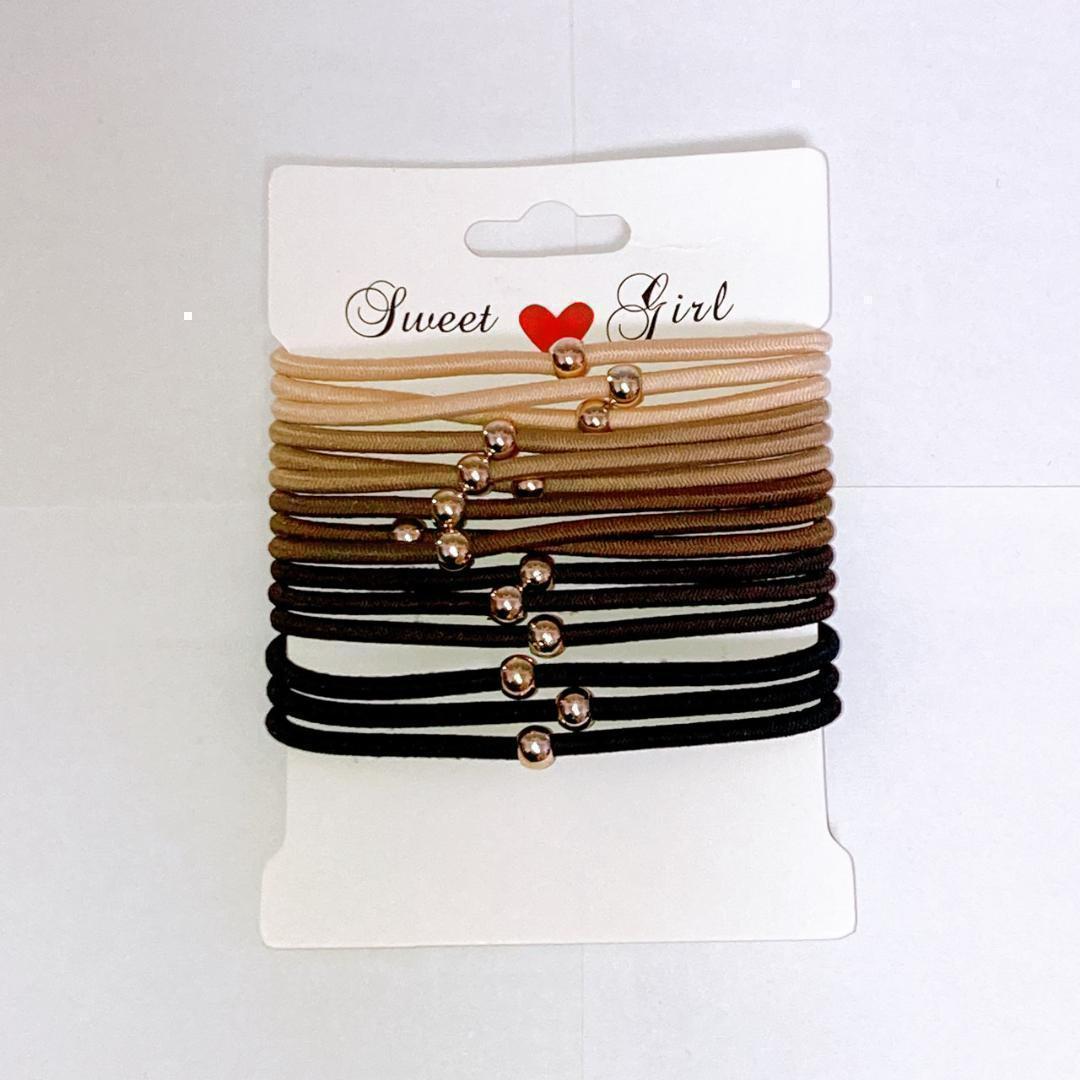 ☆お洒落☆ ビーズ付きヘアゴム 15個セット 韓国 ゴールド 上品 まとめ買い拍卖