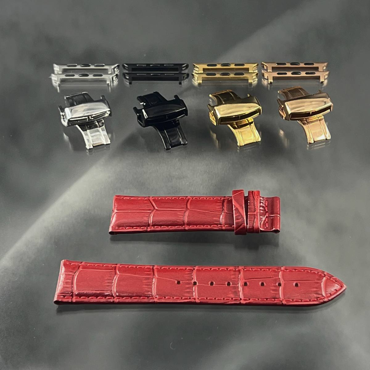 ダーク レッド クロコダイル アップルウォッチ バンド シリーズ9 ウルトラ SE ベルト 41mm45mm49mm38mm40mm42mm44mm49mm シリーズ8 7654321拍卖