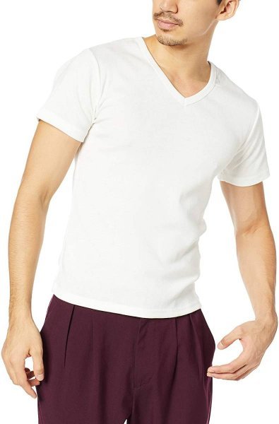【未使用】インプローブス Tシャツ 無地 Vネック&Uネック 半袖 カットソー メンズ ホワイト系 2セット Sサイズ【アウトレット】OAC15拍卖
