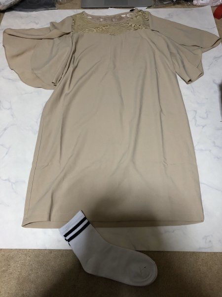 《未使用》AIKOSHA ROMAN フレアスリーブ ワンピース パーティドレス フォーマル ひざ丈 ケープ 五分袖 Lサイズ《アウトレット》0641拍卖