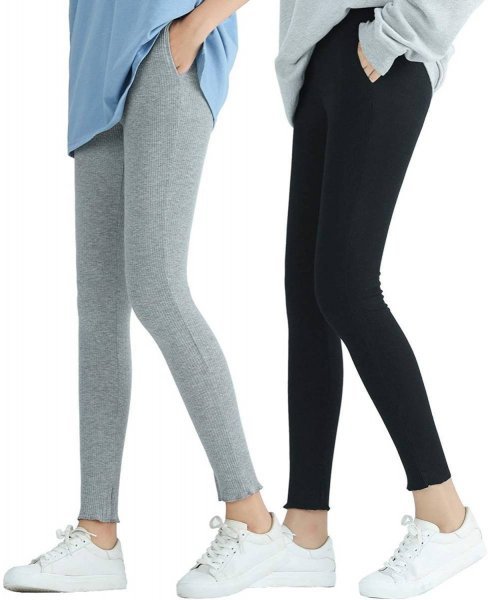 《未使用》 UOOU レギンス 2枚セット レディース 9分丈タイツ スパッツ ハイウエスト ボトムス パンツ Sサイズ 《アウトレット》KF16拍卖