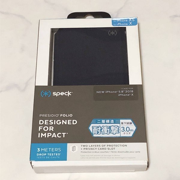 【未使用】 speck スマホケース iPhone X XS 用 携帯カバー アイフォンケース ネイビー系 5.8インチ 軽量 薄型 耐衝撃 メンズ レディース拍卖