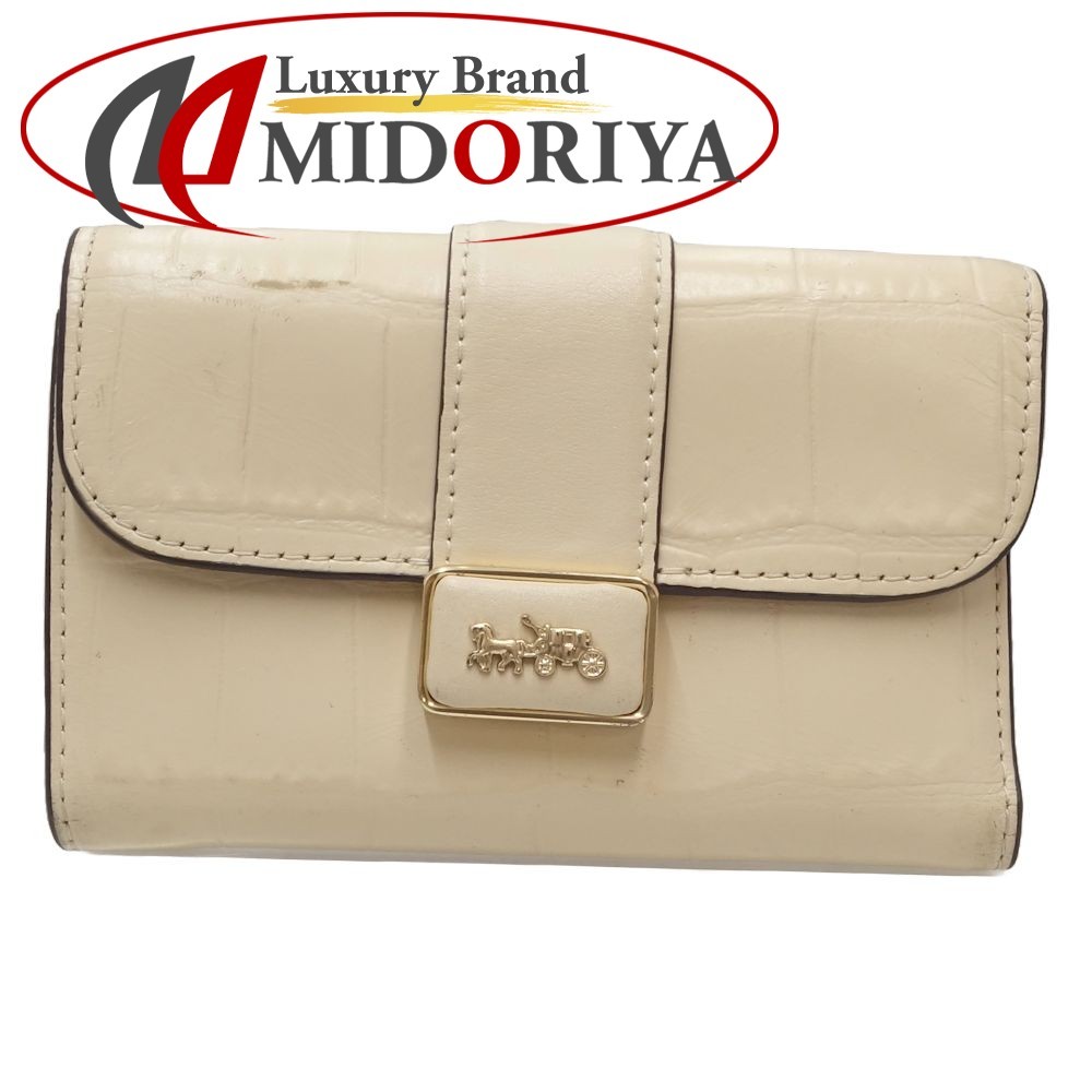 COACH コーチ コンパクトウォレット CE686 三つ折り財布 レザー ベージュ/180145【中古】拍卖