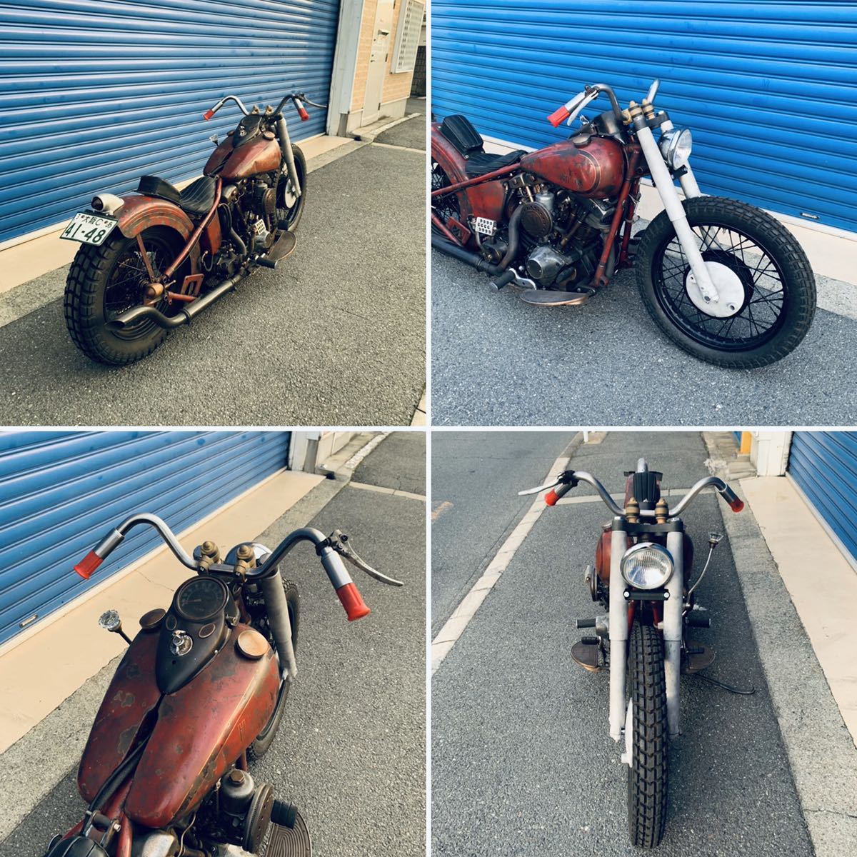 NEW フランダース スタイル #12 ナロー レーサー ハンドル ナックル パン ショベル WR WL ビンテージ スチール仕上 カスタムベース拍卖