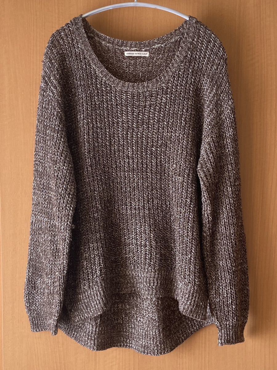 NICECLAUP★長袖ミックスニット★茶系★フリーサイズ★USED拍卖