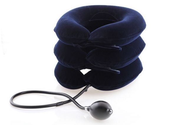 ネイビーブルー 家庭用 エアー ポンプ タイプ エアーマッサージ グッズ 高級スエード 首 肩こり A430am拍卖