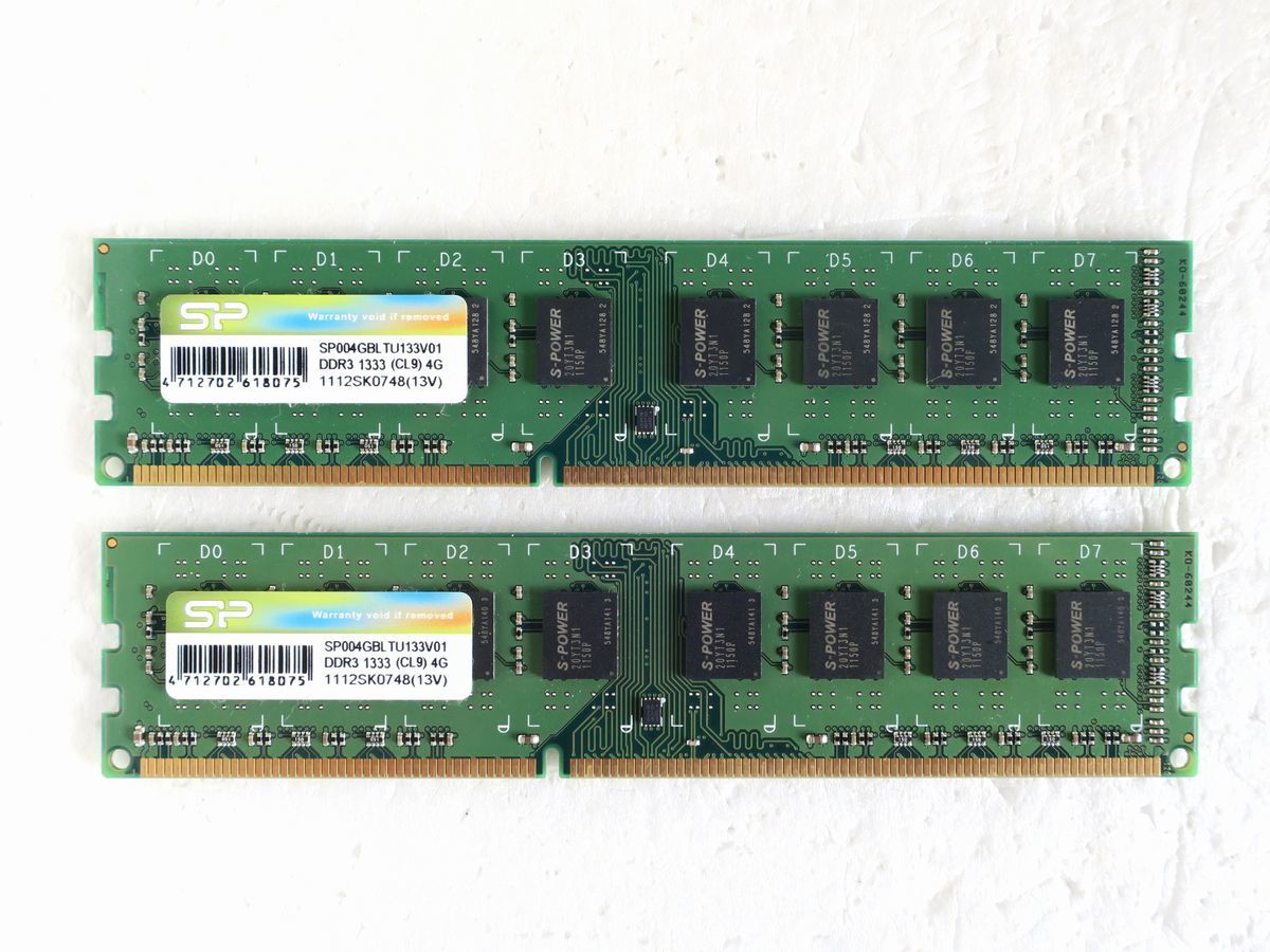 DDR3 SDRAM(PC3-10600U)DDR3-1333/4GB×2枚=8GB ☆17拍卖