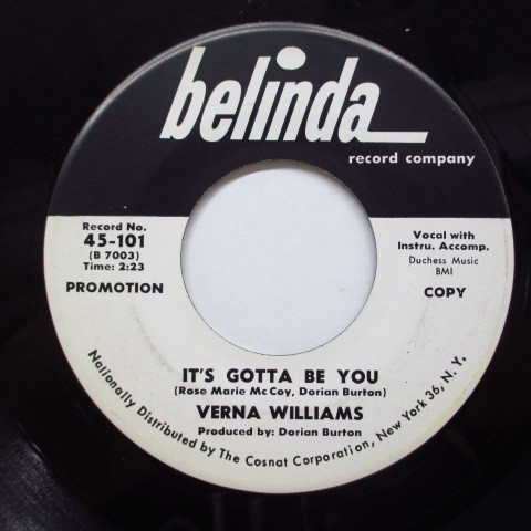 VERNA WILLIAMS-It's Gotta Be You / I'll Wait (Promo)拍卖