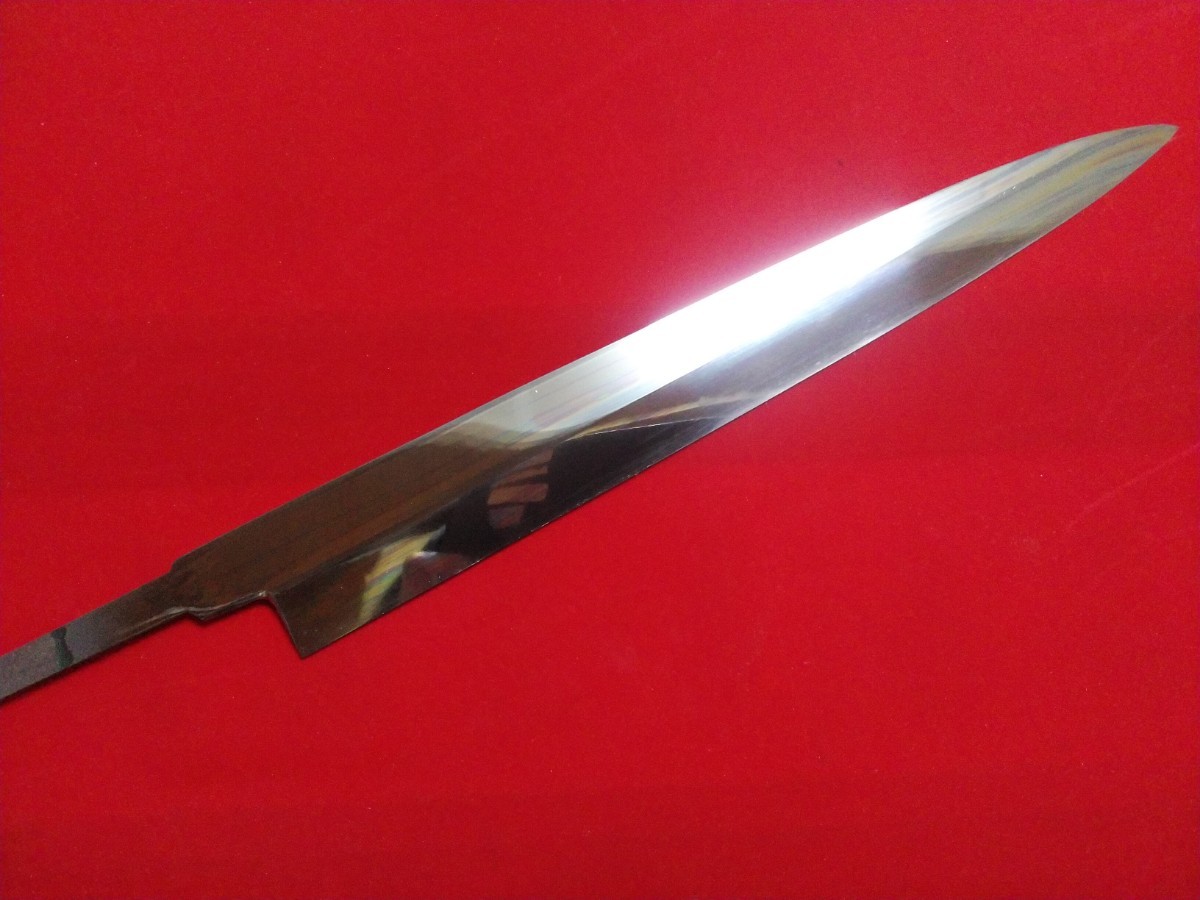 城山刃物製作所(堺業務用刃物メーカー直売)尺一柳刃 超鋼スーパー本焼き(セミステン)(錆びにくい)片鏡面 黒檀水牛柄(白か黒選択可)拍卖