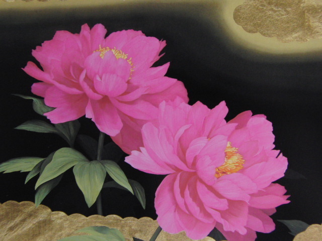 安西大、【花の咲く風景―牡丹―】、希少画集画より、状態良好、新品高級額装付、送料無料、日本画、yoni拍卖