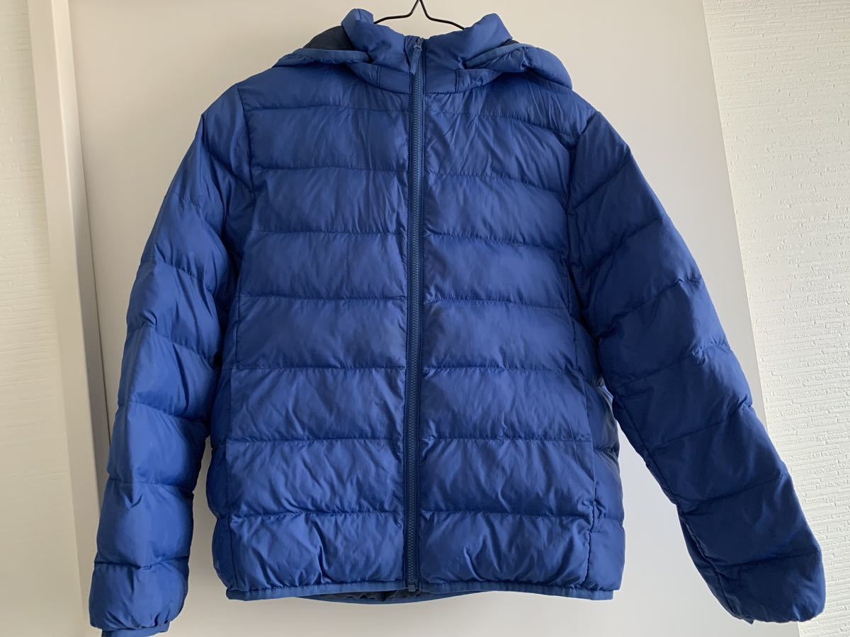 ■UNIQUROユニクロ■軽い!!ライトウォームパデットパーカー■青ブルー・150サイズ■洗濯可能!フード取り外し可能!!ダウン風ジャケット■拍卖