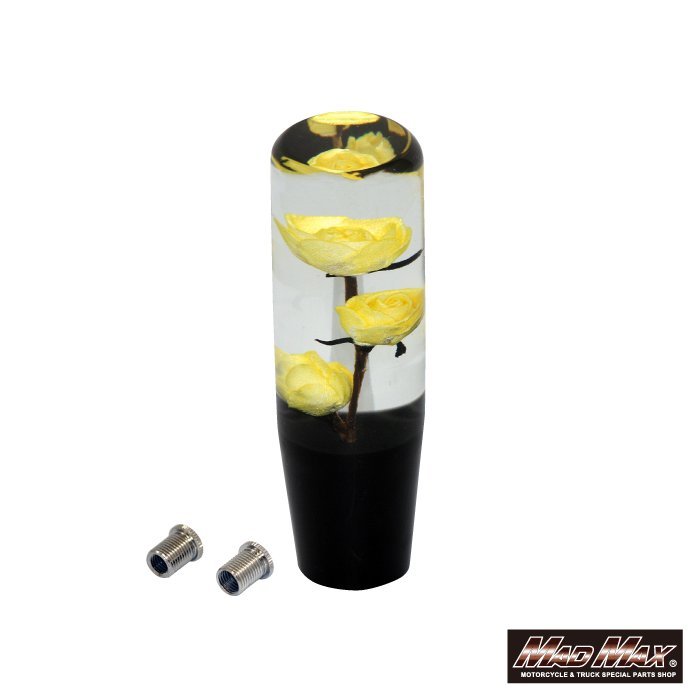 MADMAX トラック用品 水中花 シフトノブ 143mm イエロー 12*1.25 変換アダプター付/エルフ ハイゼット キャリー ハイエース【送料800円】拍卖