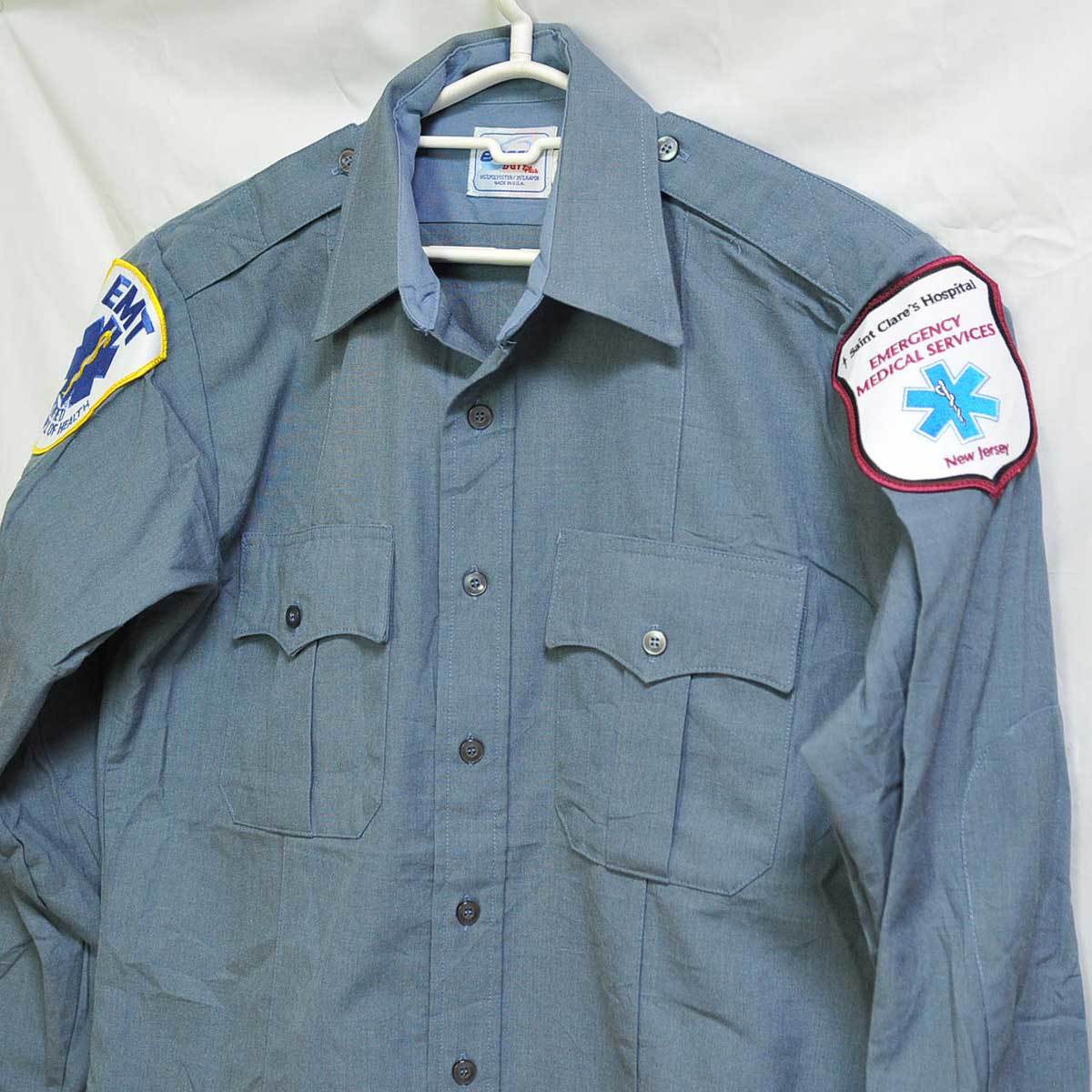 古着●アメリカEMT 長袖シャツ ニュージャージー州 セントクレア病院 15.5-33 M相当 丈は長め xwp拍卖
