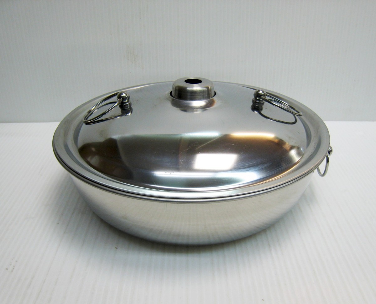 ★ 83065 しゃぶしゃぶ鍋 ステンレス Φ24xH7~11cm 18-8ステンレス フタ18-0ステンレス 未使用 ★*拍卖