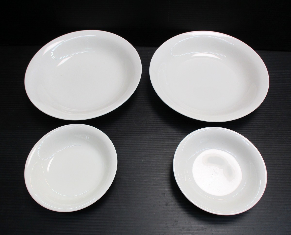 Noritake ノリタケ プレート皿 4枚 2サイズ Grand Ceram Φ23.3xH4 / Φ15.2xH3cm ホワイト 食洗器・オーブン・デンシレンジ可 85175☆拍卖