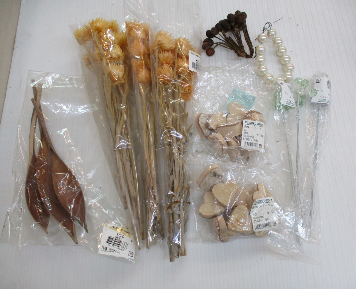 ★ 87995 ドライフラワー材料 etc 黄花③マイクロカノエ③ クリスタルビーズピック③ 白樺ハートミニ⑱ 他造花 未使用 未使用 ★*拍卖