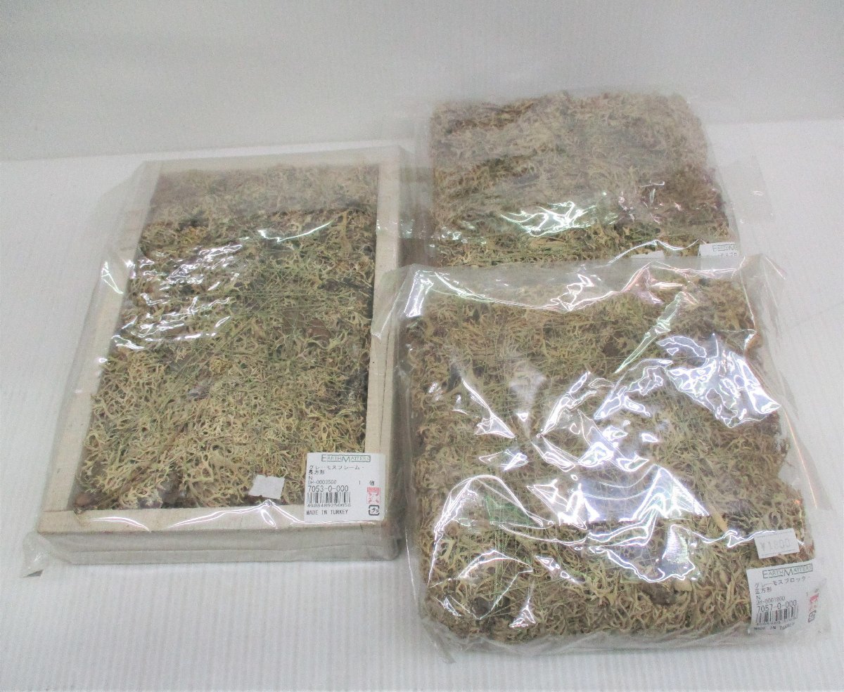 苔 こけ モスグレースモス&モスフレーム コケ フレームサイズ 20x29.5x5.5cm 正方形ブロック21x21x6cm 未使用 92024 ★*拍卖