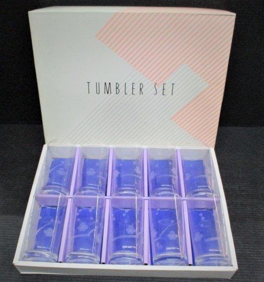 ★ 92797 昭和レトロ タンブラーグラス アデリア 10個 石塚ガラス「 梅 」S-51856 φ6x高さ11.2cm 200ml 美品 昭和レトロ ★*拍卖