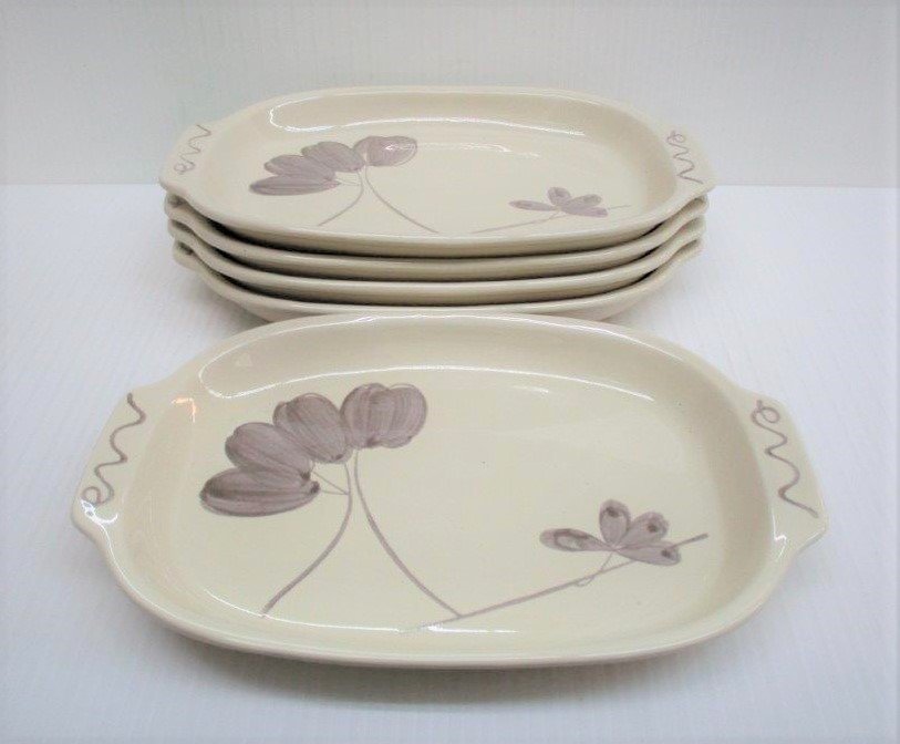 ★ 92800 プレート 耳付 5枚セット W24.8 x D16.3 x H3cm 洋皿 中古 ★*拍卖