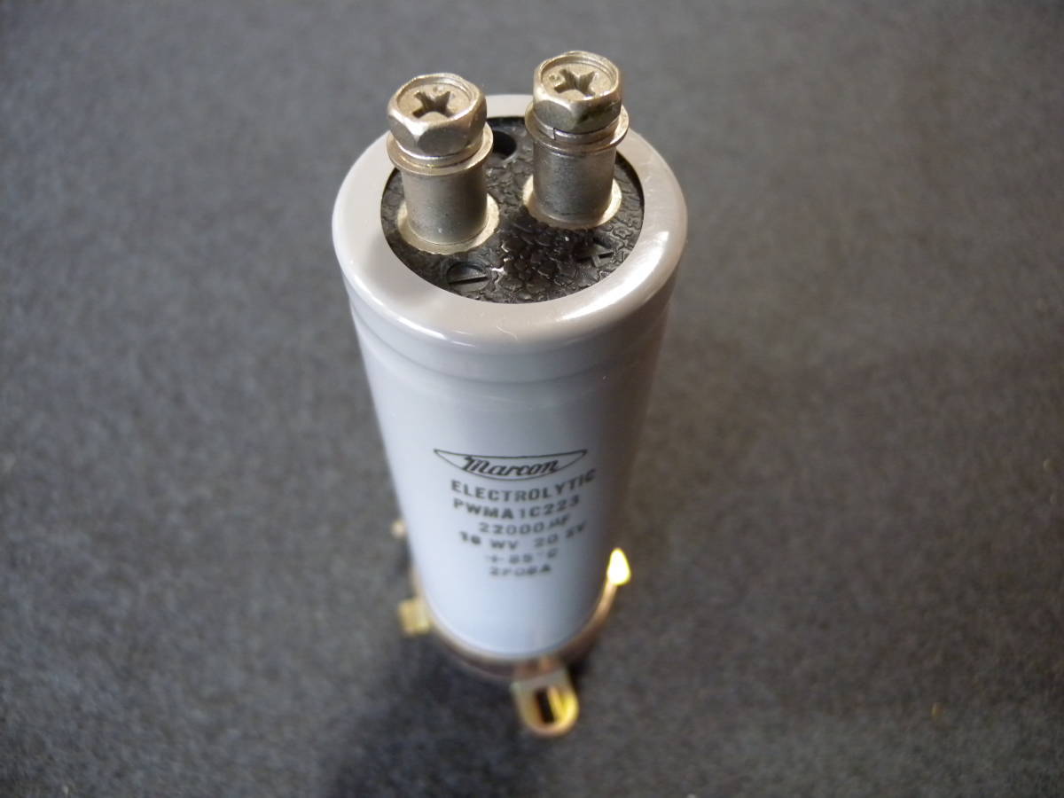 ネジ端子形 電解コンデンサ ③ 16WV 20SV 22000μF MARCON ELECTROLYTIC PWMA 1C223 +85℃ 2P06A拍卖