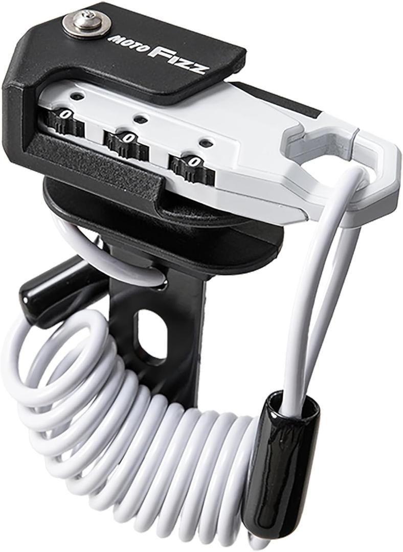 TANAX(タナックス) MF-4759(ホワイト)ヘルメット盗難防止用コイル式ワイヤーダイヤルロック・ハンドル取り付け型【新品・未開封】拍卖