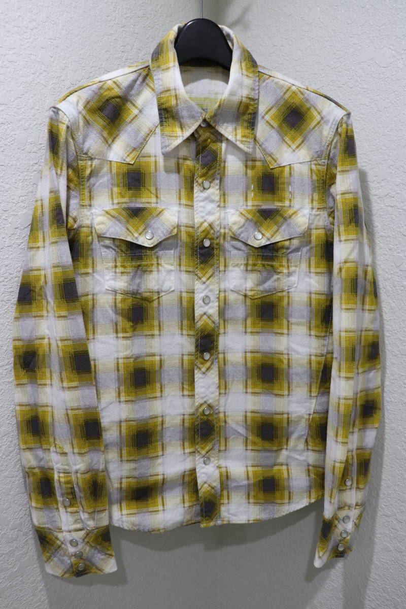 即決♪ 2009AW Number Nine ナンバーナイン NNライン 宮下期 09AW 本人期 ウエスタンシャツ型 チェック柄 長袖ネルシャツ メンズ 2拍卖