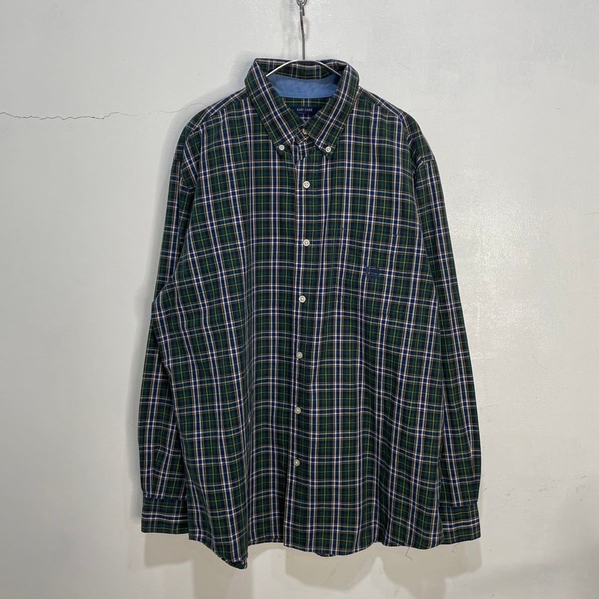 送料無料☆CHAPS☆チャップス☆ラルフローレン☆チェック柄ボタンダウン長袖シャツ☆グリーン☆XL☆L23拍卖