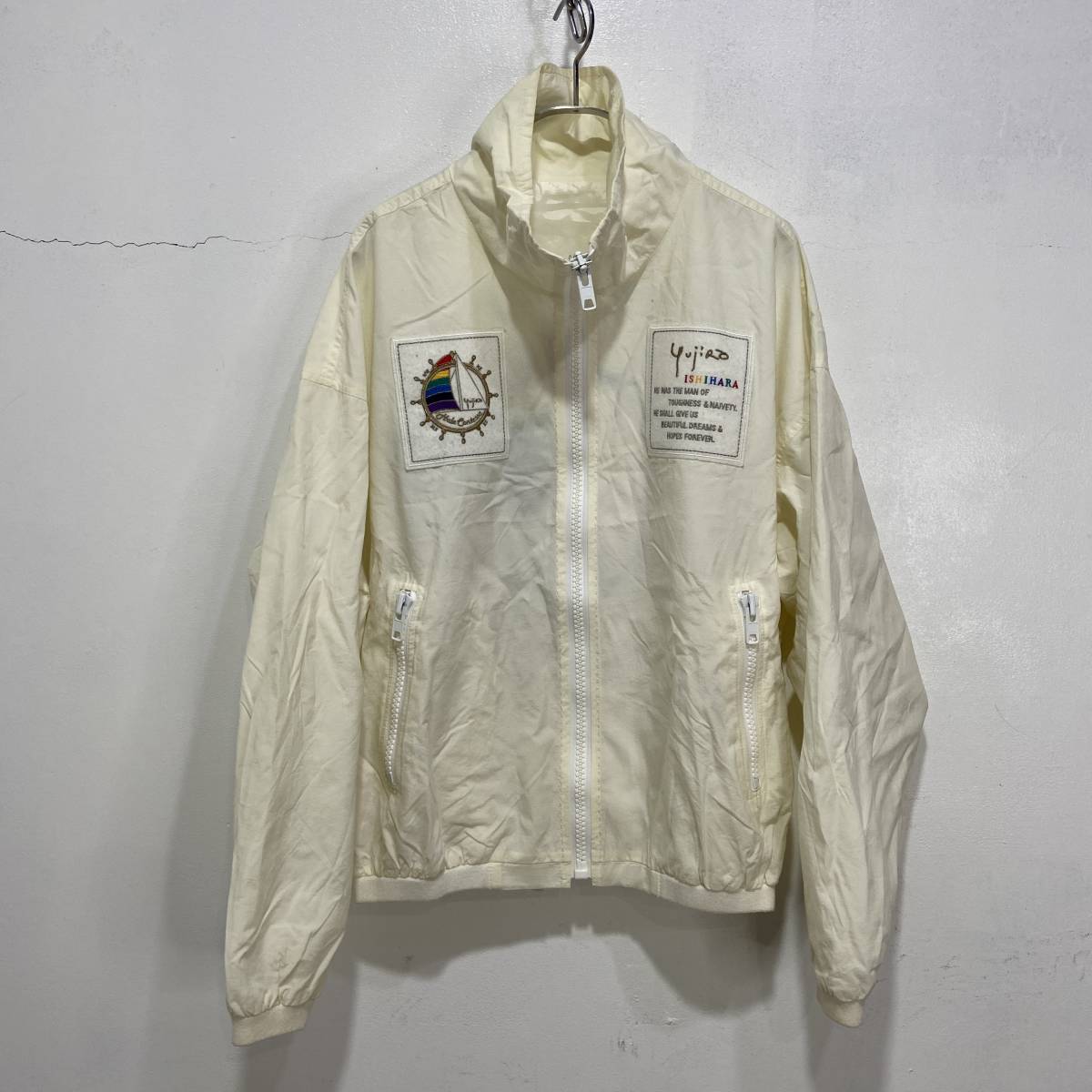 送料無料☆ISHIHARA YUJIRO JAPAN☆石原裕次郎 記念館 ☆リバーシブル ☆ブルゾン ☆ナイロンジャケット ☆日本製☆M☆白☆L23M拍卖
