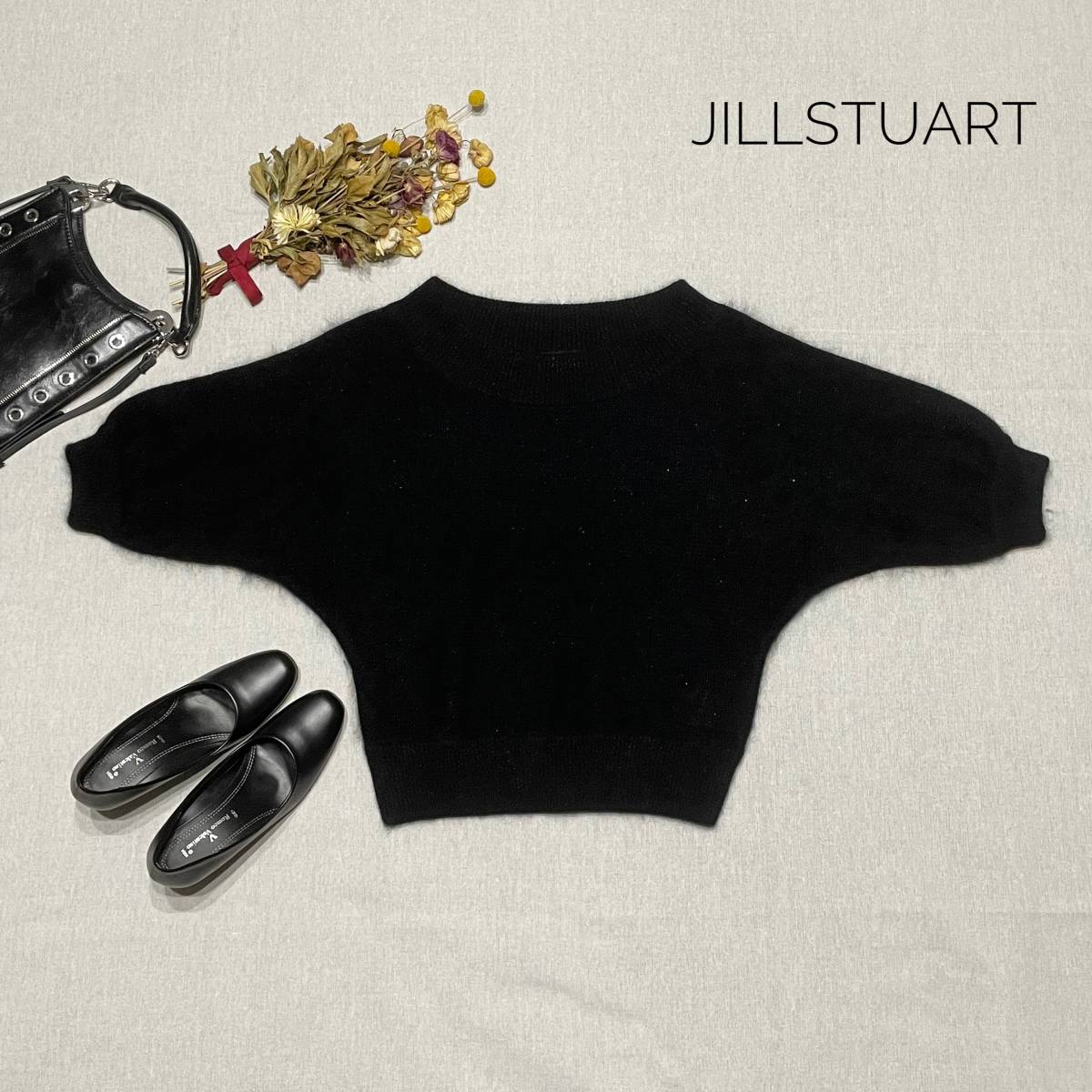 美品☆オシャレ♪ ジル・スチュアート ドルマンスリーブニット ラメ入り ブラック M拍卖